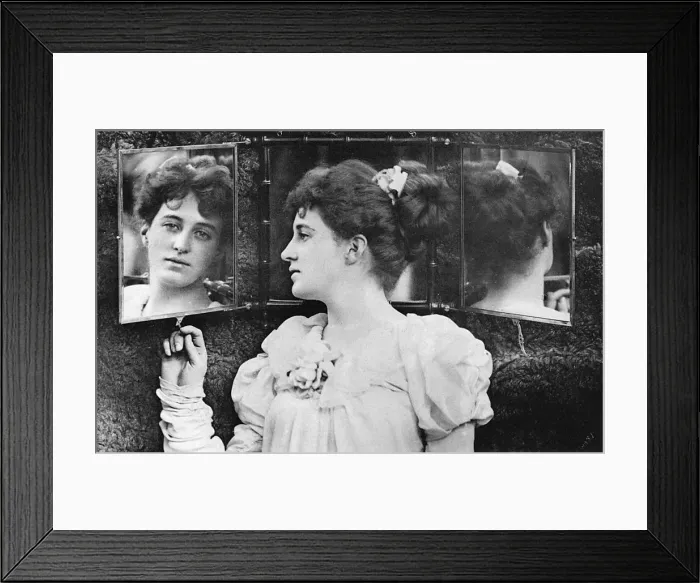 Framed Print : Girl / Mirror (Photo) 1893 Framed Print : Girl / Mirror (Photo) 1893