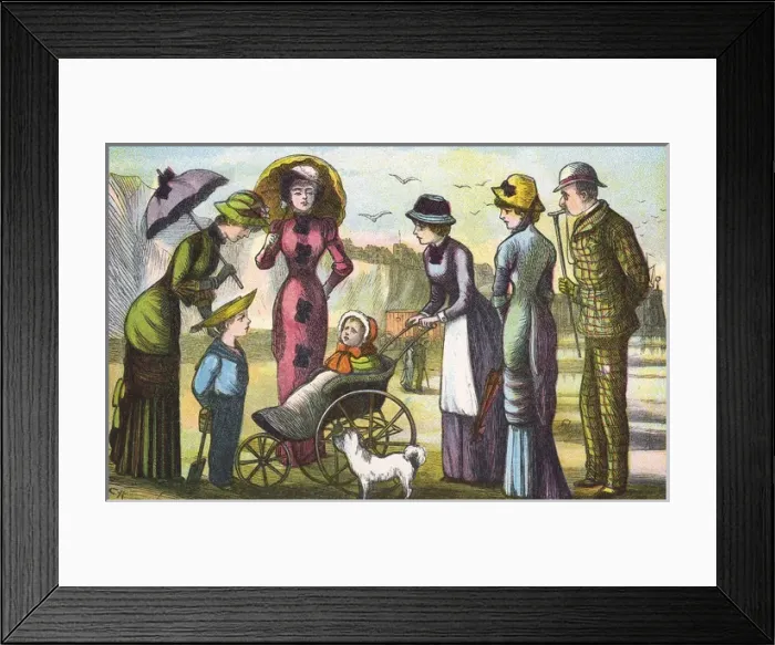 Framed Print : New Baby on Beach 1876 Framed Print : New Baby on Beach 1876