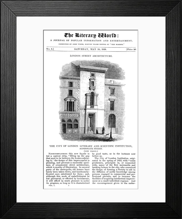 Framed Print : City of London Inst 1839 Framed Print : City of London Inst 1839