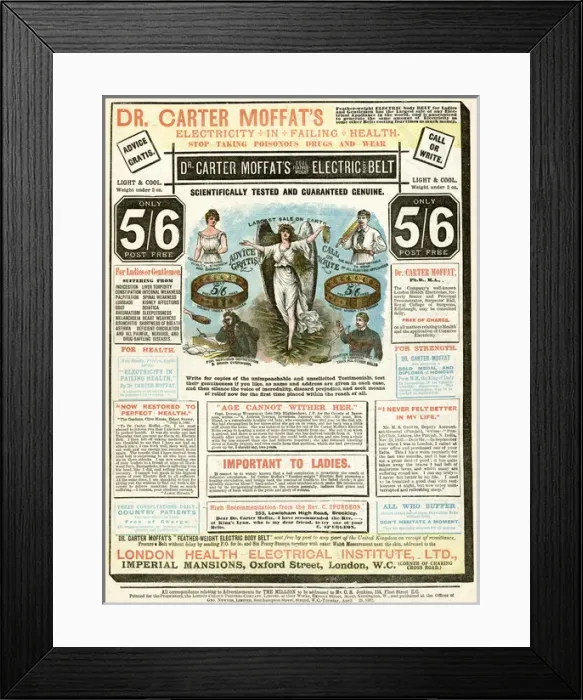 Framed Print : Advert for Dr Carter Moffats, Electric Belt 1892 Framed Print : Advert for Dr Carter Moffats, Electric Belt 1892