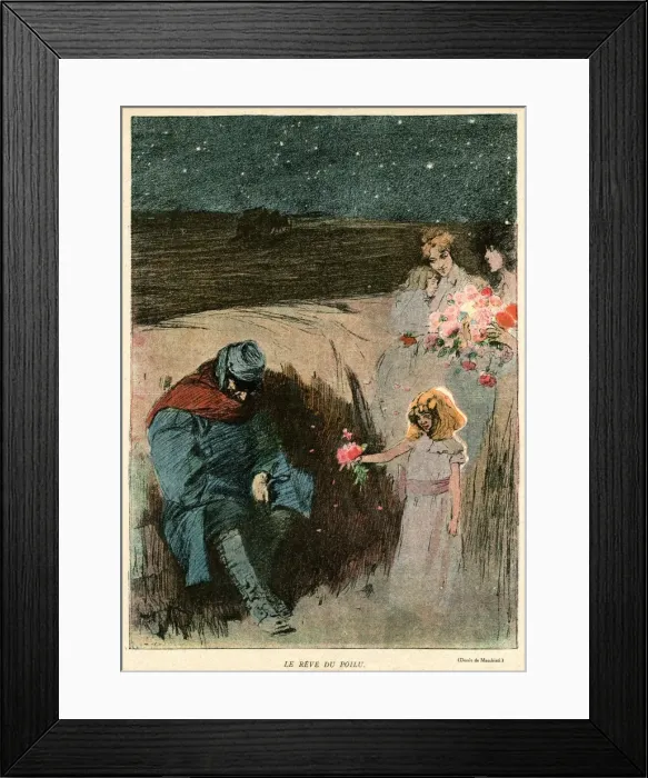 Framed Print : Cartoon, The Soldiers Dream, WW1 Framed Print : Cartoon, The Soldiers Dream, WW1