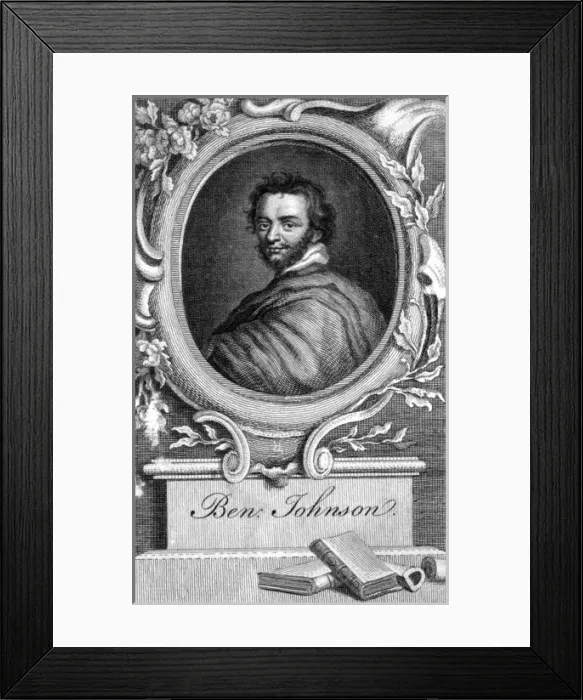 Framed Print : Ben Jonson / Oval / Books Framed Print : Ben Jonson / Oval / Books