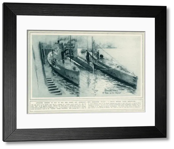 Framed Print : U-BOATS IN HARBOUR 1916 U-Boat in harbour 1916 Framed Print : U-BOATS IN HARBOUR 1916 U-Boat in harbour 1916