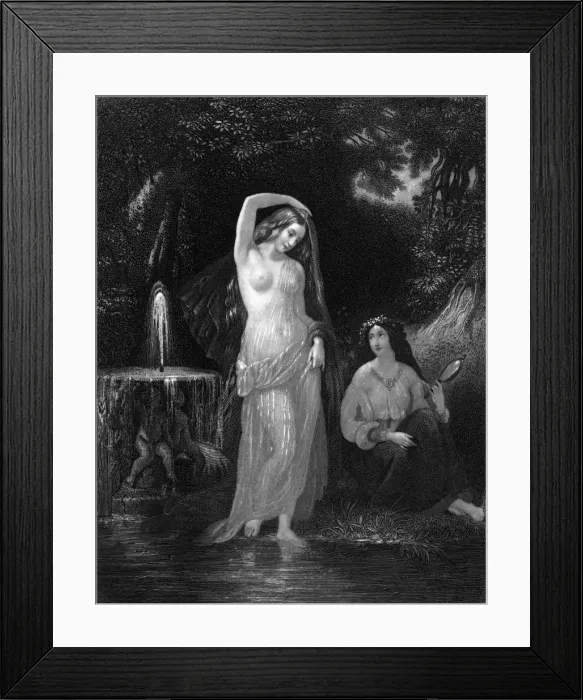 Framed Print : Women Bathe at Fountain Framed Print : Women Bathe at Fountain