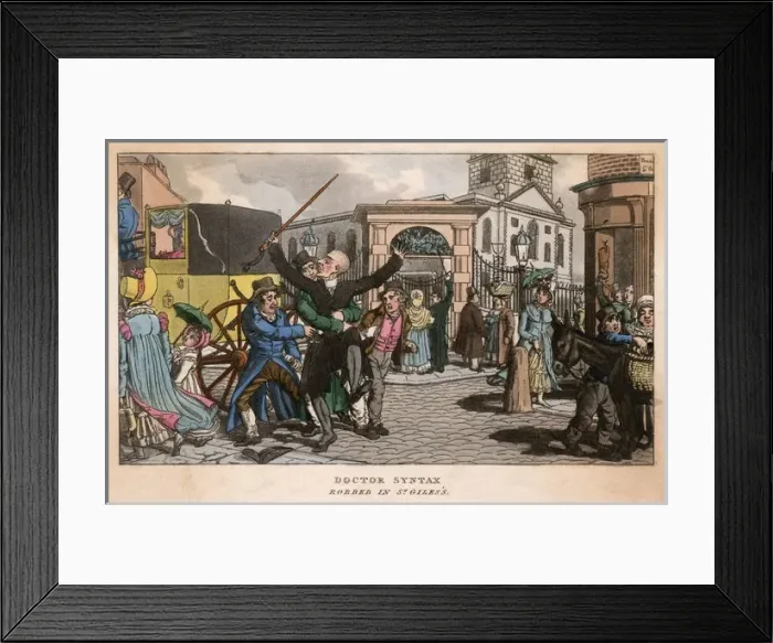 Framed Print : Dr Syntax robbed in St Giles Framed Print : Dr Syntax robbed in St Giles