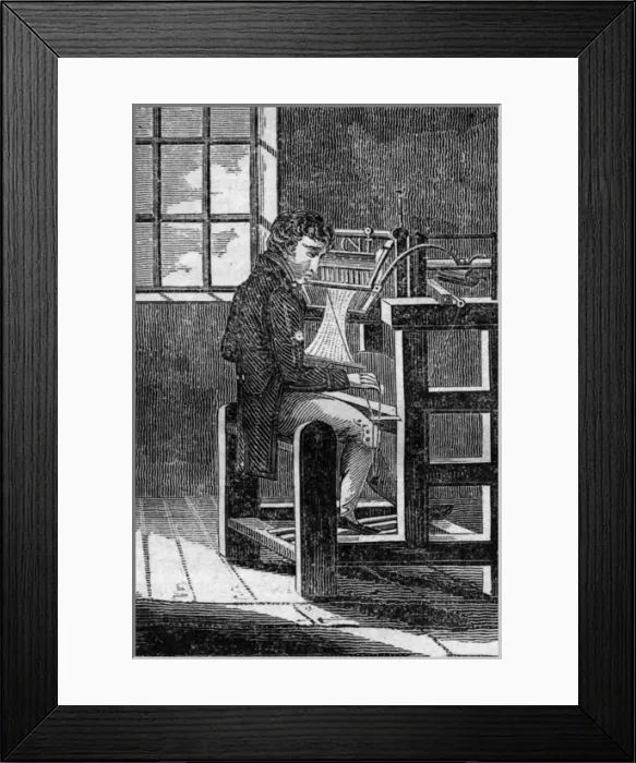 Framed Print : Stocking Weaver 1827 Framed Print : Stocking Weaver 1827