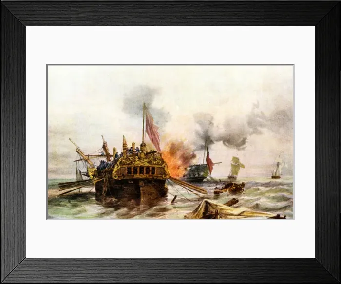 Framed Print : Naval Combat 1779 Framed Print : Naval Combat 1779