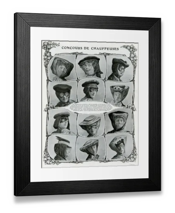 Framed Print : Lady motorists headwear 1906 Framed Print : Lady motorists headwear 1906