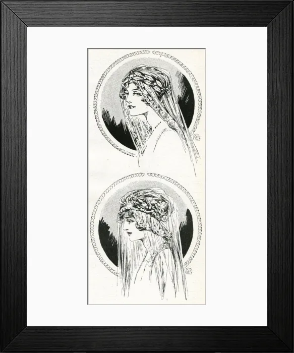 Framed Print : Bridal headdresses and veils 1912 Framed Print : Bridal headdresses and veils 1912