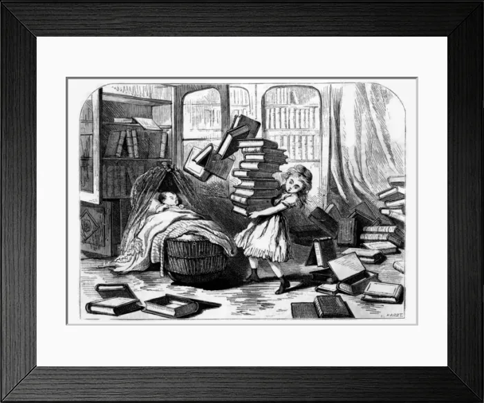 Framed Print : Small Girl Carries Books Framed Print : Small Girl Carries Books