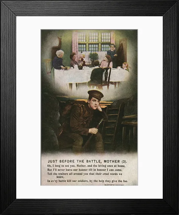 Framed Print : Ww1 Soldier Song Card Framed Print : Ww1 Soldier Song Card