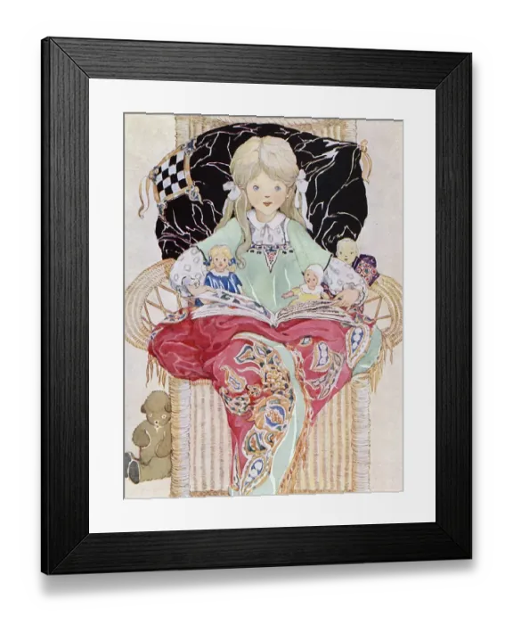 Framed Print : Girl in Chair, Dolls