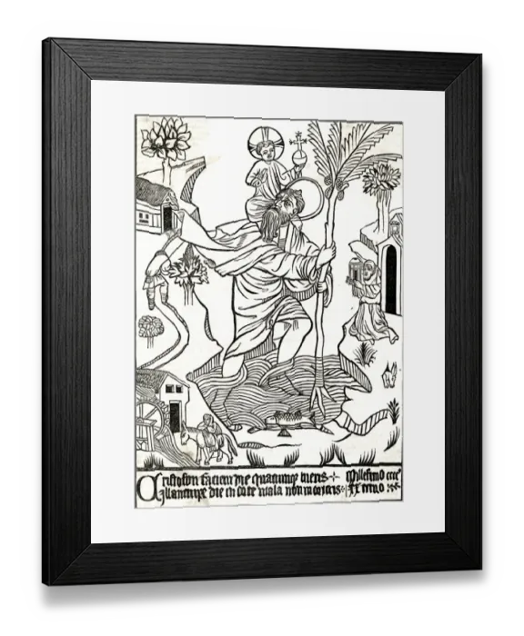 Framed Print : St Christopher / Woodcut Framed Print : St Christopher / Woodcut