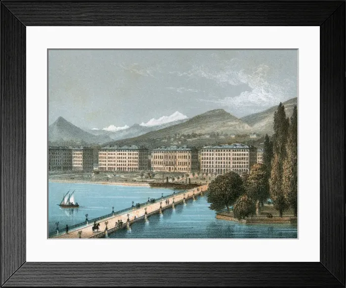 Framed Print : Geneva / Quay / Bridge 3 / 60 Framed Print : Geneva / Quay / Bridge 3 / 60