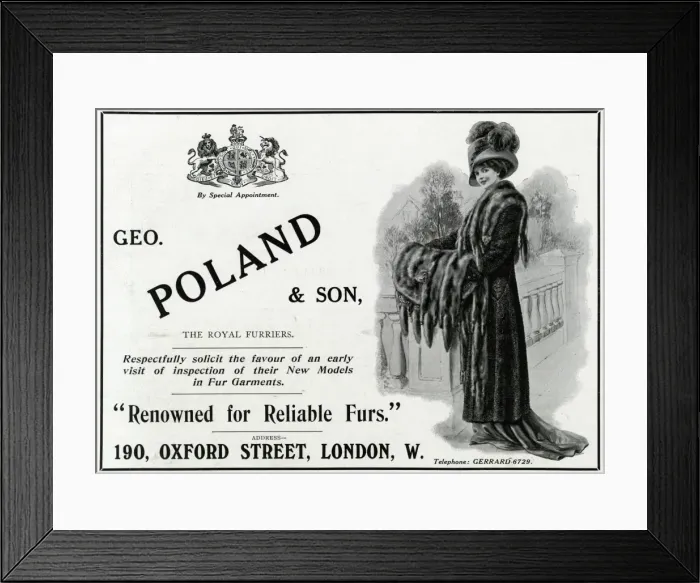 Framed Print : Advert Geo. Poland & Son furs Framed Print : Advert Geo. Poland & Son furs