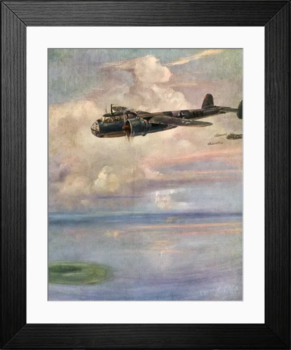 Framed Print : Oil slick sighted by German Dornier Do 17 light bombers Framed Print : Oil slick sighted by German Dornier Do 17 light bombers