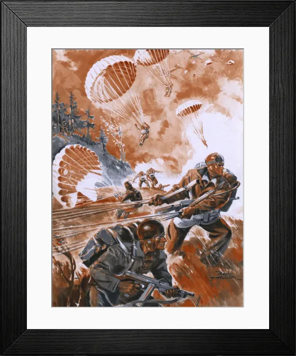 Framed Print : Paratroops Landing 1944 Framed Print : Paratroops Landing 1944