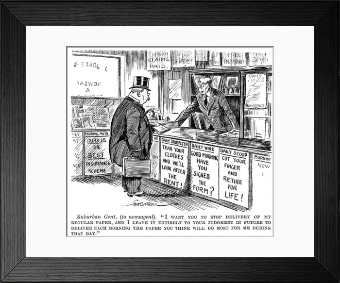 Framed Print : Perplexed Newsagent / 1922 Framed Print : Perplexed Newsagent / 1922