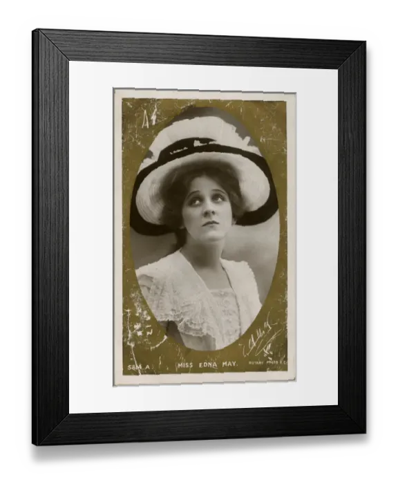 Framed Print : Edna May (1878 1948), American actress and singer. A popular postcard beauty. Date: 1906 Framed Print : Edna May (1878 1948), American actress and singer. A popular postcard beauty. Date: 1906