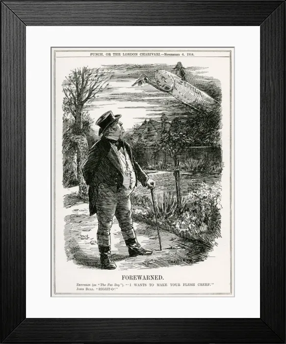Framed Print : John Bull - Zeppelins 1914 Framed Print : John Bull - Zeppelins 1914