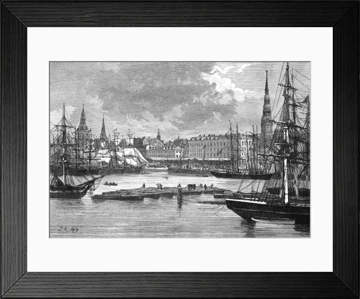 Framed Print : Latvia / Riga / Harbour 1875 Framed Print : Latvia / Riga / Harbour 1875