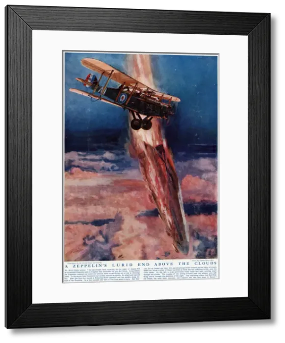 Framed Print : Zeppelin Downed Over Sea WWI Framed Print : Zeppelin Downed Over Sea WWI