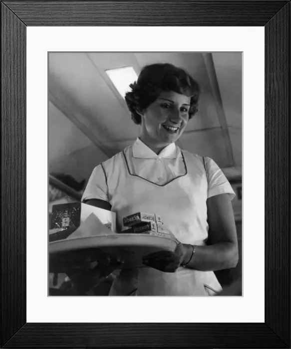 Framed Print : Stewardess / Cigs 1960 Framed Print : Stewardess / Cigs 1960