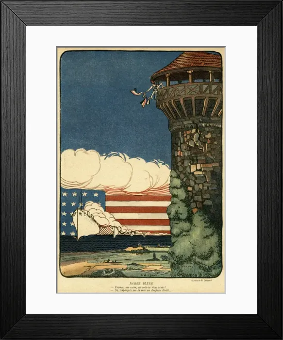 Framed Print : Cartoon, Bluebeard, WW1