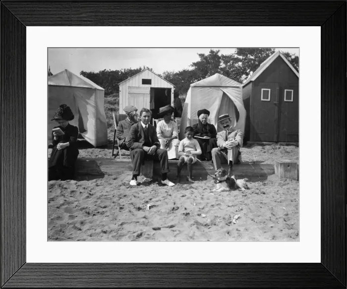 Framed Print : Family on Beach, C. 1910 Framed Print : Family on Beach, C. 1910