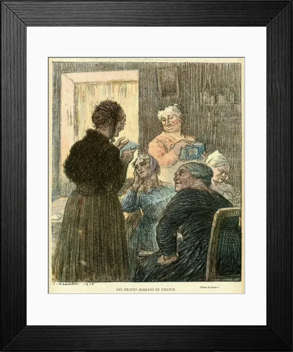 Framed Print : Cartoon, The Brave Mothers of France, WW1 Framed Print : Cartoon, The Brave Mothers of France, WW1