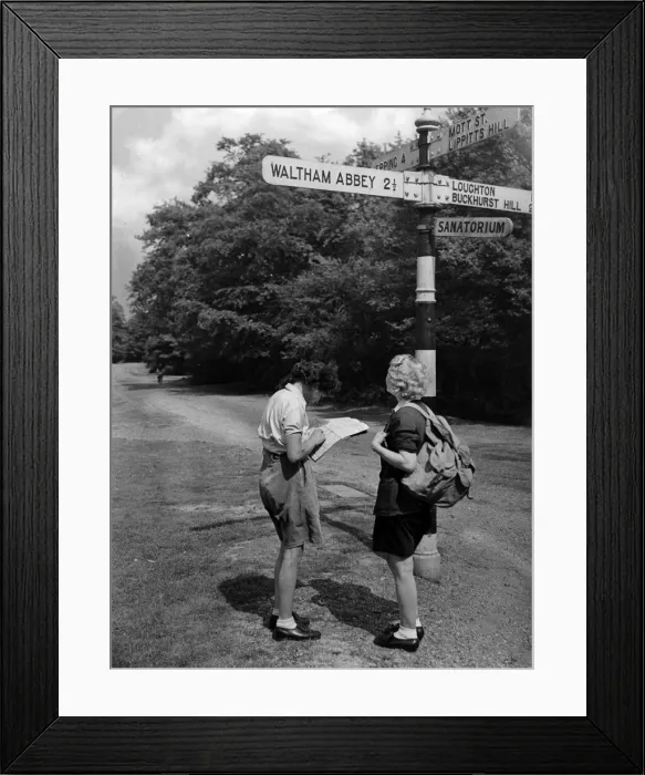 Framed Print : Two Girls & Signpost Framed Print : Two Girls & Signpost