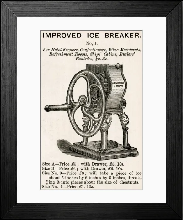 Framed Print : Mrs A. B Marshalls ice breaker 1890s Framed Print : Mrs A. B Marshalls ice breaker 1890s