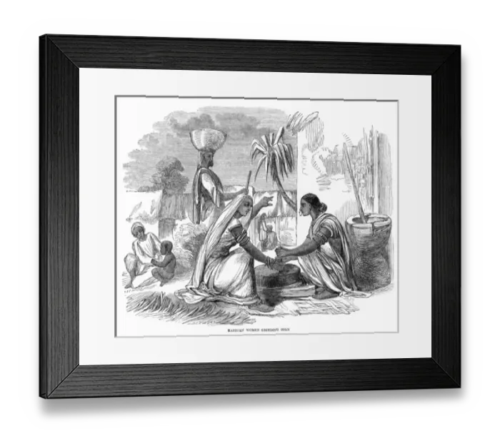 Framed Print : Indians Grinding Corn Framed Print : Indians Grinding Corn