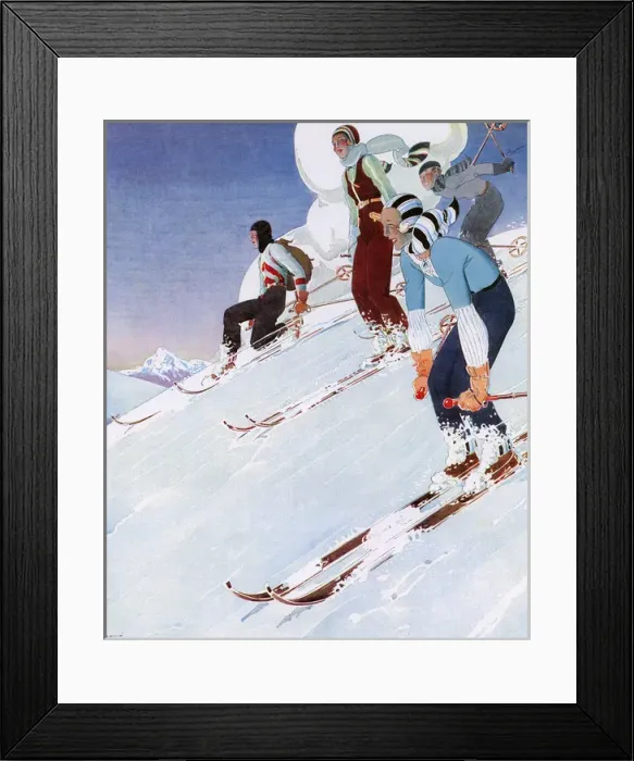 Framed Print : 1931 Downhill Skiing Framed Print : 1931 Downhill Skiing