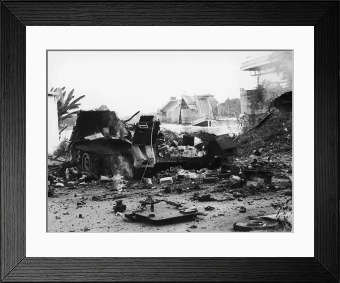 Framed Print : Burnt out Tank  /  Cambodia
