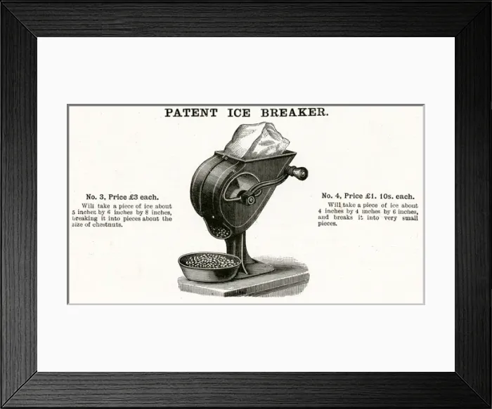 Framed Print : Mrs A. B Marshalls patent ice breaker 1899 Framed Print : Mrs A. B Marshalls patent ice breaker 1899