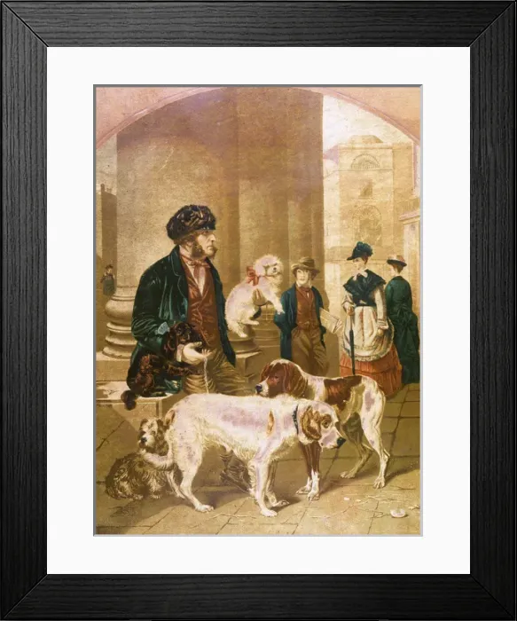 Framed Print : London Street Dog Seller Framed Print : London Street Dog Seller