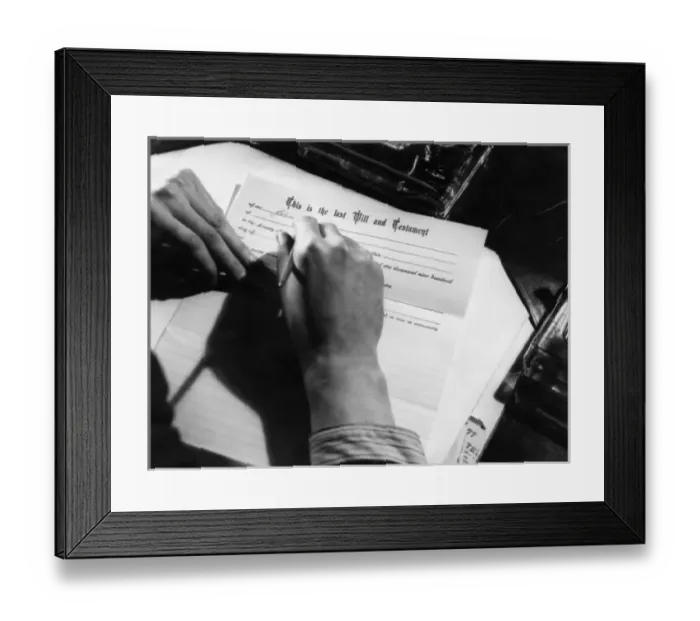 Framed Print : Writing a Will / C 1950 Framed Print : Writing a Will / C 1950