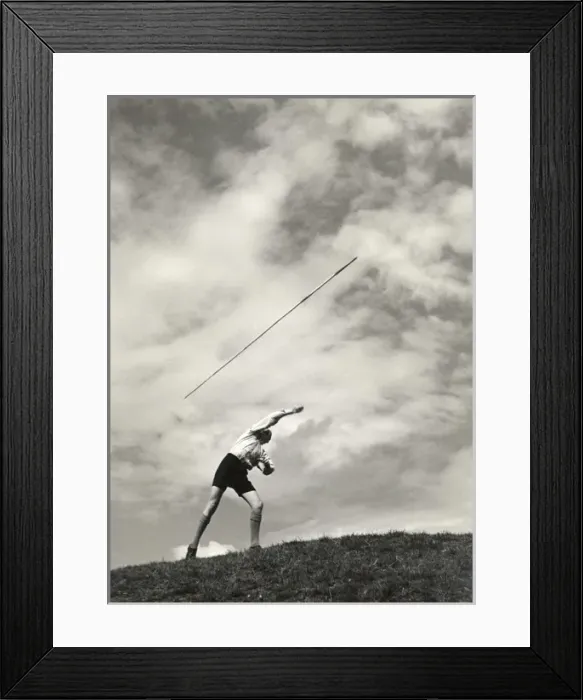Framed Print : Boys Hurls Javelin Framed Print : Boys Hurls Javelin