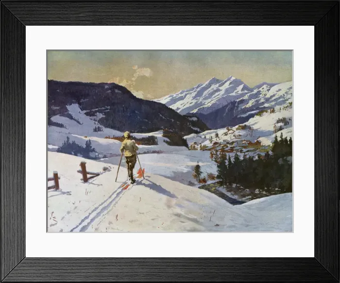 Framed Print : Skiing in Tyrol 1909 Framed Print : Skiing in Tyrol 1909