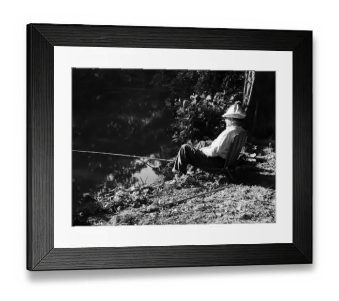Framed Print : Fishing on the Riverbank Framed Print : Fishing on the Riverbank