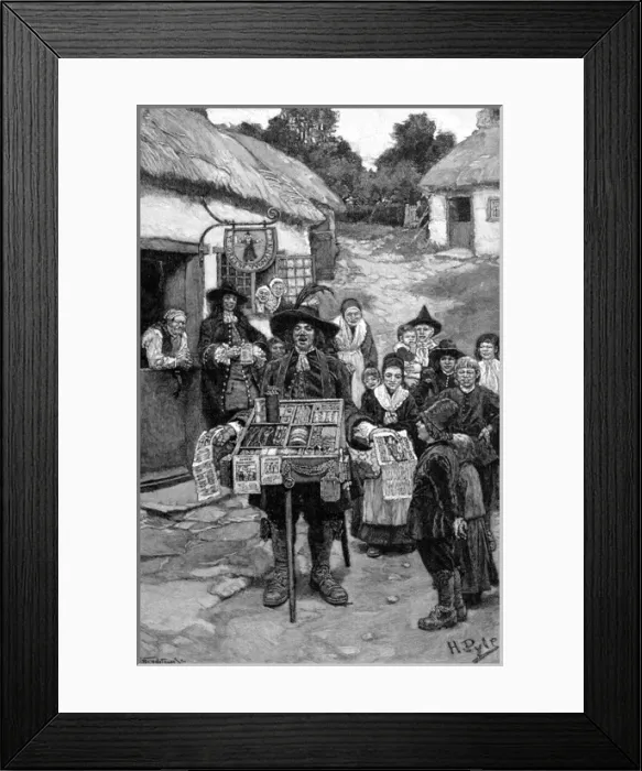 Framed Print : Pedlar Sells his Wares Framed Print : Pedlar Sells his Wares