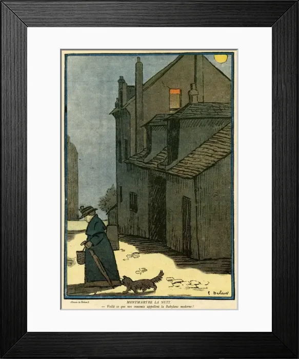 Framed Print : Cartoon, Montmartre by Night, WW1 Framed Print : Cartoon, Montmartre by Night, WW1