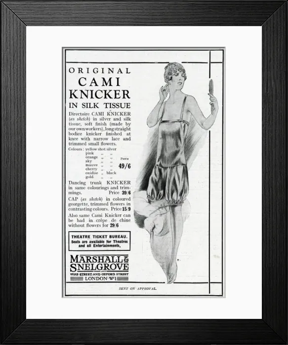 Framed Print : Advert for Marshalls & Snelgrove cami- knickers 1926 Framed Print : Advert for Marshalls & Snelgrove cami- knickers 1926
