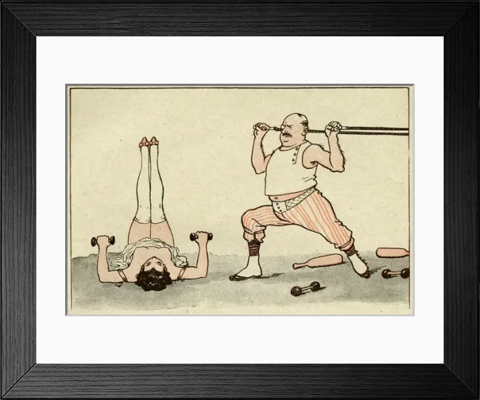 Framed Print : Man and woman exercising Framed Print : Man and woman exercising