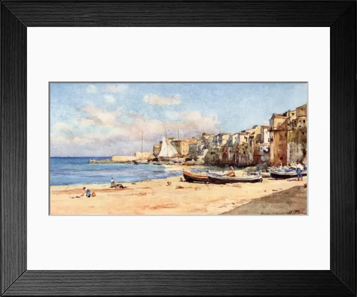 Framed Print : Sicily / Cefalu Shore 1911 Framed Print : Sicily / Cefalu Shore 1911