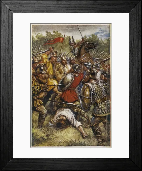 Framed Print : Alfreds Men Fight Danes Framed Print : Alfreds Men Fight Danes