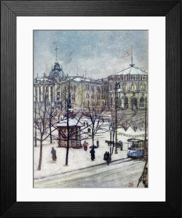Framed Print : Oslo / Snow / Storthing 1905 Framed Print : Oslo / Snow / Storthing 1905