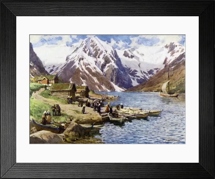 Framed Print : Norway / Sogne Fjord 1914 Framed Print : Norway / Sogne Fjord 1914