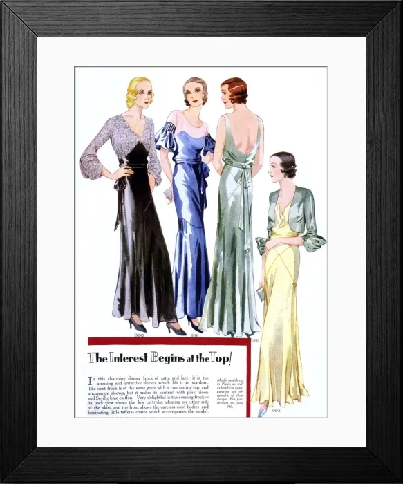 Framed Print : Evening Frocks 1932 Framed Print : Evening Frocks 1932